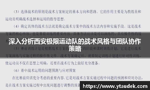 深入分析西安极限运动队的战术风格与团队协作策略