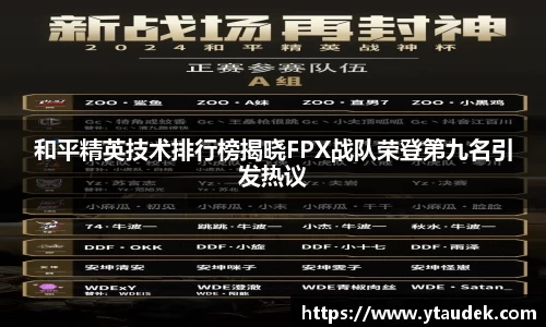 和平精英技术排行榜揭晓FPX战队荣登第九名引发热议